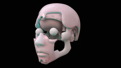 Robot 1001: A Robotic Android Head Turns Stock Footage 136199141