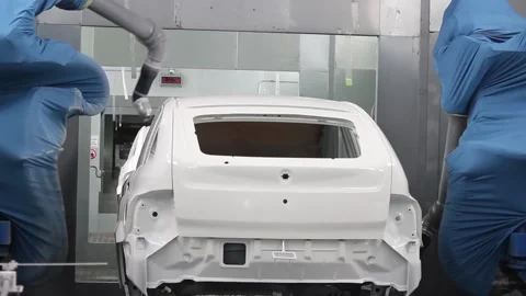 Robot 20The robot paints the car body at the car factory, Stock Footage 122335722