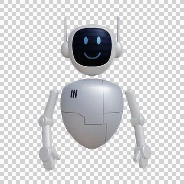 Robot 3d character. Customer support chatbot, online consultant, assistant. Stock Illustration