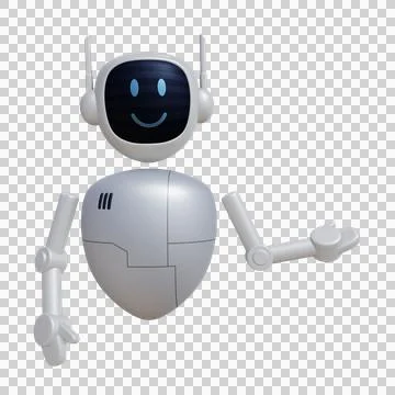 Robot 3d character with explaining gesture Stock Illustration