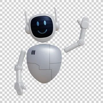 Robot 3d character with happy gesture Stock Illustration