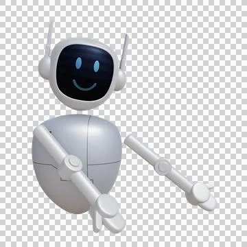 Robot 3d character pointing to down direction Stock Illustration