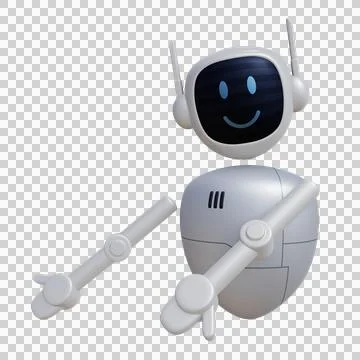 Robot 3d character pointing to down direction Stock Illustration