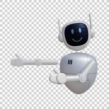 Robot 3d character pointing to left direction Stock Illustration