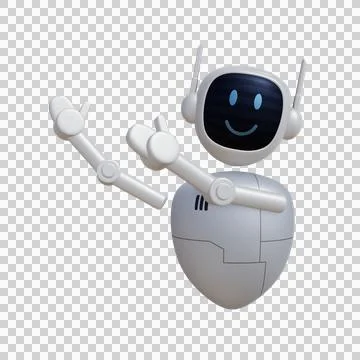 Robot 3d character pointing to left direction Stock Illustration