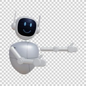 Robot 3d character pointing to right direction Stock Illustration