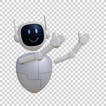 Robot 3d character pointing to right direction Stock Illustration
