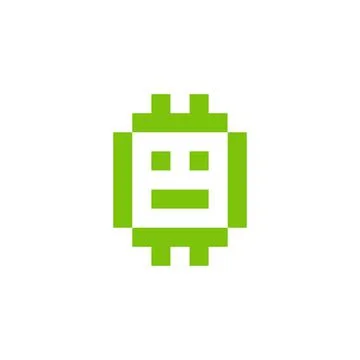 Robot 8 bit pixel art icon vector isolated on white background. Stock Illustration