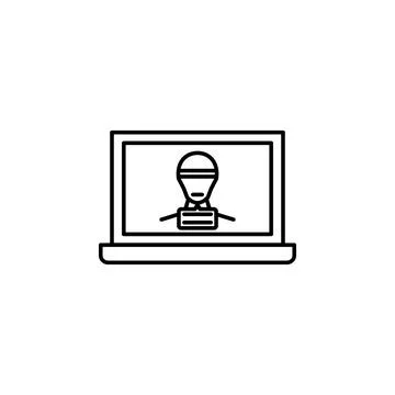 Robot advisor notebook chat concept line icon. Simple element illustration Stock Illustration