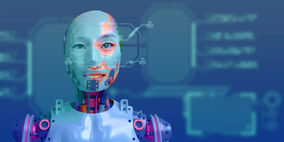 Robot ai artificial intelligence technology industry element futurist male Stock Illustration