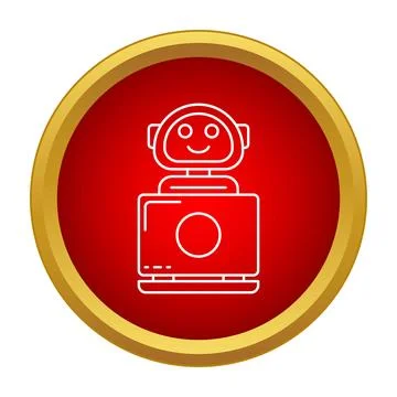 Robot ai assistant generating digital information from a computer 库存插图