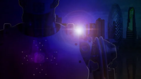 Robot with AI brain icon on chest provide access information. Stock-Footage 240054148