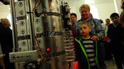 Robot.  AI. Children playing with robots. Stock Footage 50280160