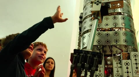 Robot.  AI. Children playing with robots. New technologies. Stock Footage 50302944