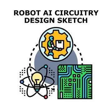 Robot ai circuitry design process and innovation Stock Illustration