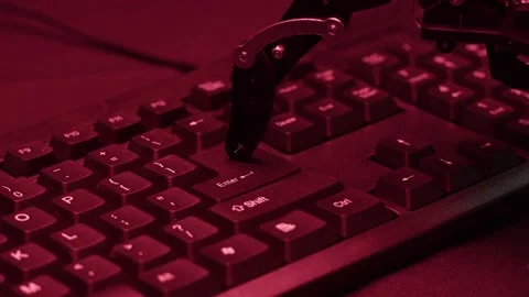 Robot ai hand working on pc laptop, Chatbot and chat robot advisor. Futuristic Stock Footage 297094161