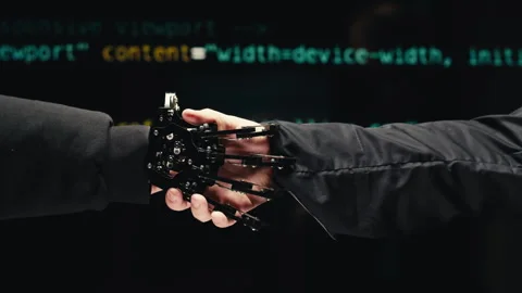 Robot ai hand working on pc laptop, Chatbot and chat robot advisor. Futuristic Stock Footage 309626117