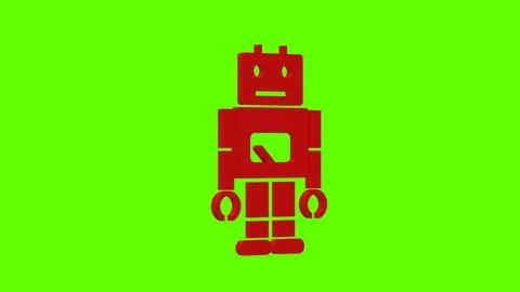 Robot AI machine learning red set icon 3d illustration rotation Illustrazione stock
