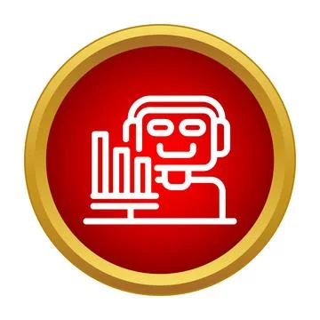 Robot analyzing data with bar chart icon Illustrazione stock