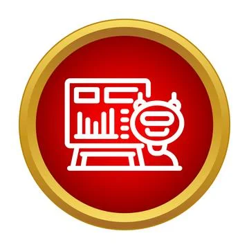 Robot analyzing data on dashboard presentation board イラスト素材