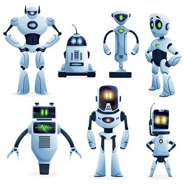 Robot and artificial intelligence bot characters Stockillustratie