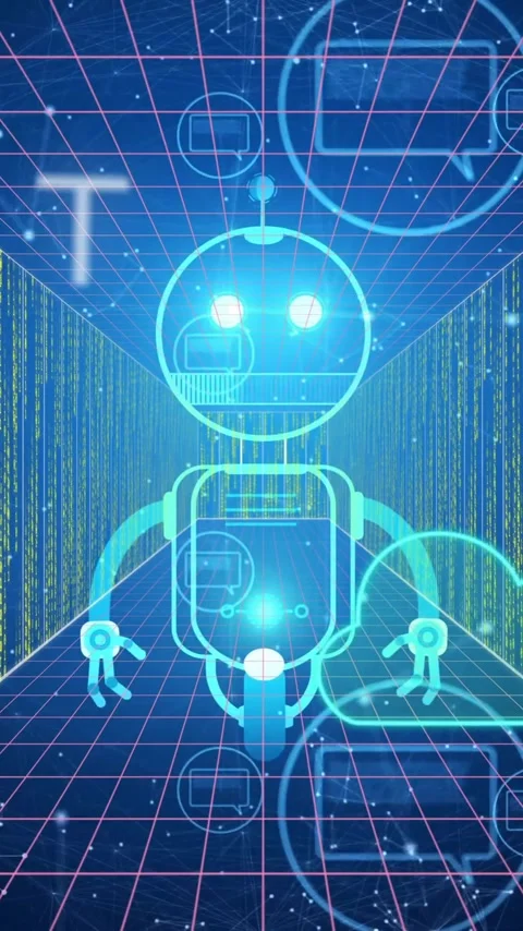 Robot and cloud computing animation over digital data processing background 動画素材 344775264