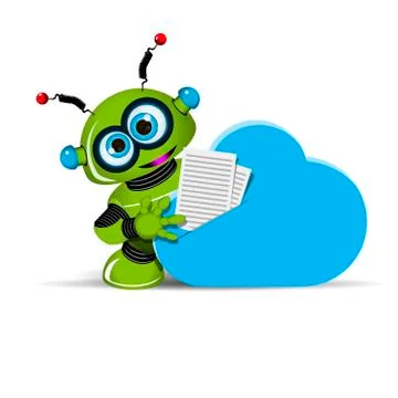 Robot and Cloud Stock Illustration