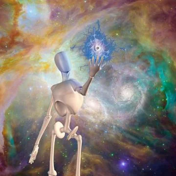 Robot and deep space Robot and deep space. 3D rendering Copyright: xZoonar... Stock Photos