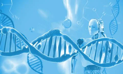Robot and DNA Stock Illustration