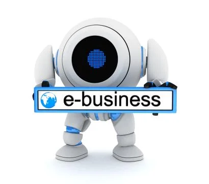 Robot and e-bussiness (done in 3d cgi) Stockillustratie