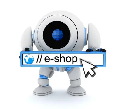 Robot and e-shop Stock Illustration