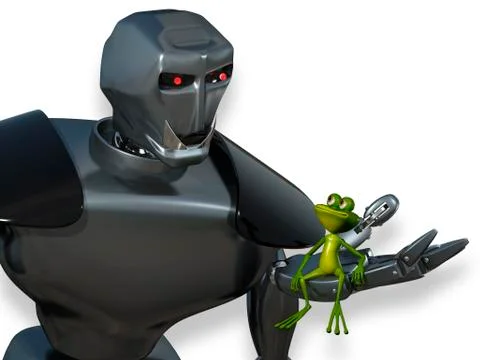 Robot and the Frog Illustrazione stock