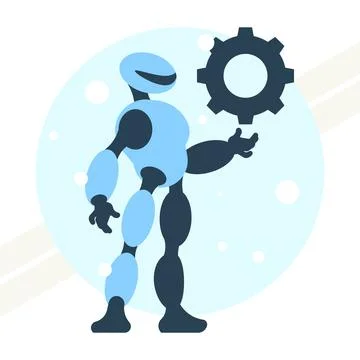 Robot-and-gear Stock Illustration