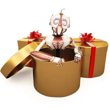 Robot and gift Stock Illustration