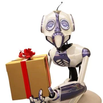 Robot and gift Illustrazione stock