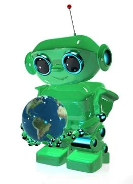 Robot and globe Stock Illustration
