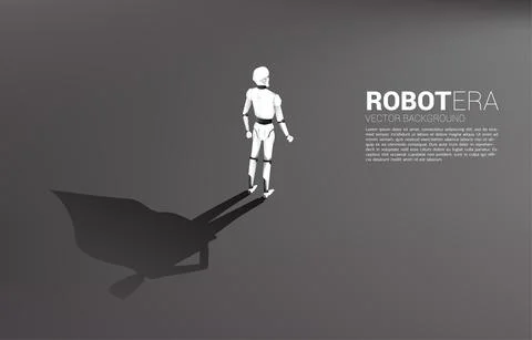 Robot and his shadow of superhero. concept of artificial intelligence and mac Stock Illustration