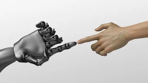 Robot and human connection with the touch 스톡 일러스트