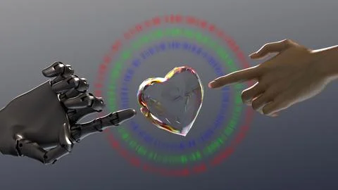 Robot and human connection with the touch 스톡 일러스트
