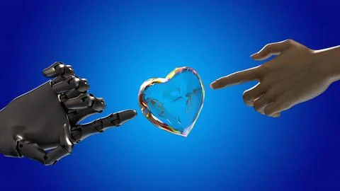 Robot and human connection with the touch 스톡 일러스트