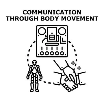 Robot and human hand communication through body movement 库存插图