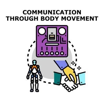 Robot and human hand communication through body movement Stock-Illustration
