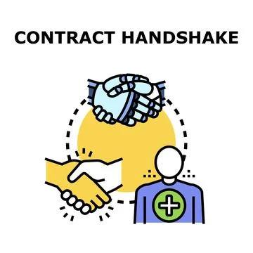 Robot and human hand shaking for agreement Stock Illustration