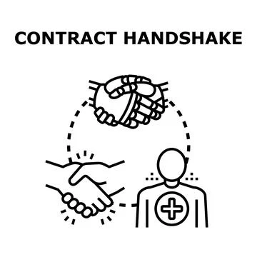 Robot and human hand shaking for agreement Stock Illustration