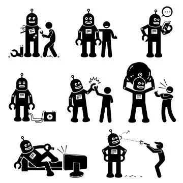 Robot and Human. Stock-Illustration
