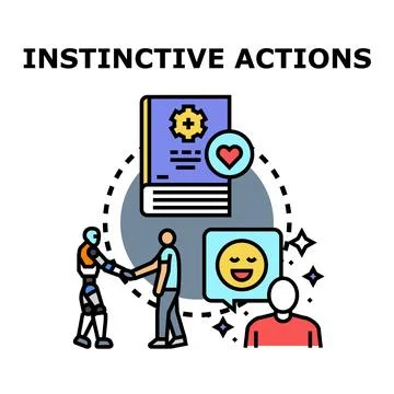 Robot and human interaction with artificial intelligence learning Stock Illustration