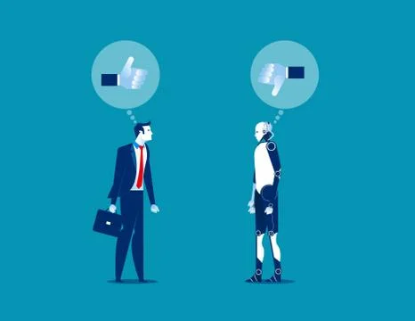 Robot and Human thinkign. Concept business vector illustration. Stock Illustration