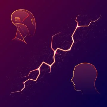 Robot and human wallpaper Stock Illustration
