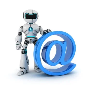 Robot and @ Stock Illustration