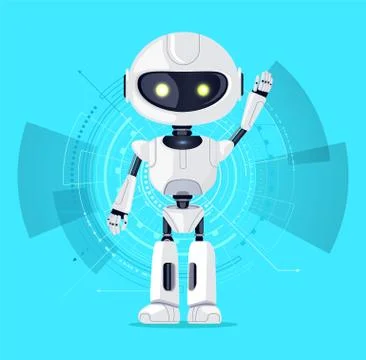 Robot and Interface Azure Vector Illustration 스톡 일러스트
